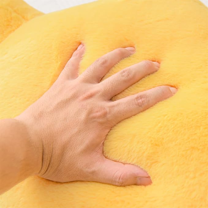 A Nice Night Faux Fur Reading Pillow Bed Wedge Large Adult Children Backrest with Arms Back Support for Sitting Up in Bed/Couch for Bedrest,Yellow