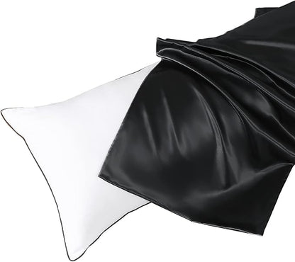 HUXMEYSON Body Pillow with Satin Pillowcase, Body Pillow for Adults, Removable Cover, Black (20"x54")