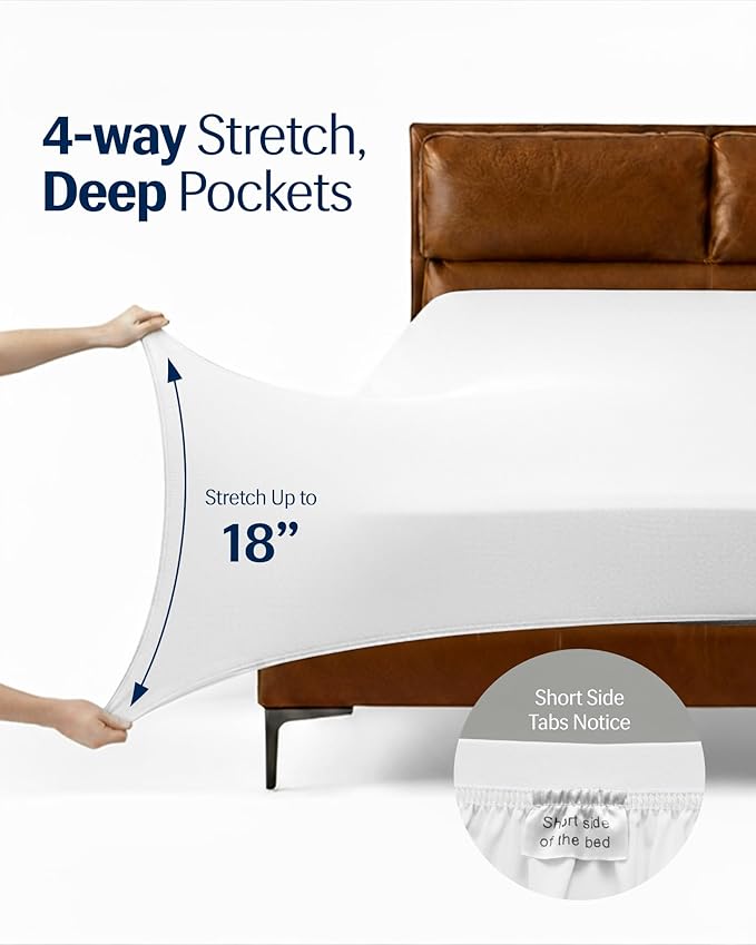 REST® Evercool®+ Starter Sheet Set, King, White, Breathable Bed Sheets for Hot Sleeper and Night Sweats, with Pillowcases, with Ionic+ Self-Cleaning Silver Yarn for Sensitive Skin, 3PCS No Flat Sheet