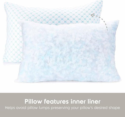 Nestl Cooling Kids Pillow for Sleeping 1 Pack, Luxury Shredded Memory Foam Pillows Kids Size, Adjustable Cold Gel Pillows for Hot Sleepers Supportive Cool Pillow for Side Back Stomach Sleepers