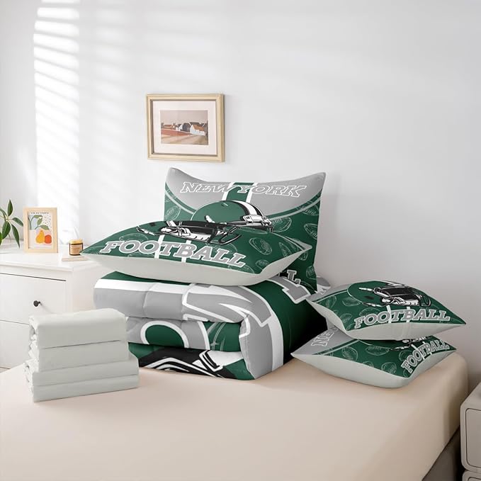 Feelyou Football Comforter Set King Size 7 Pieces Ball Games Bedding Set for Kids Boys Girls Rugby Bed in a BagFootball Bedroom Decor Rugby Sports