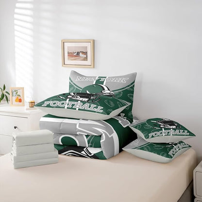 Feelyou Football Comforter Set King Size 7 Pieces Ball Games Bedding Set for Kids Boys Girls Rugby Bed in a BagFootball Bedroom Decor Rugby Sports