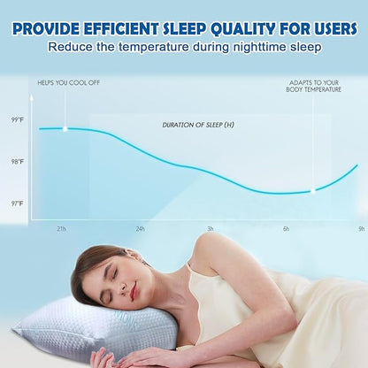 Shredded Foam Pillow King Size - Cooling Memory Foam Pillows That Stay Cold Soft Pillow for Sleeping, Adjustable Bed Pillow for Side, Back, and Stomach Sleepers