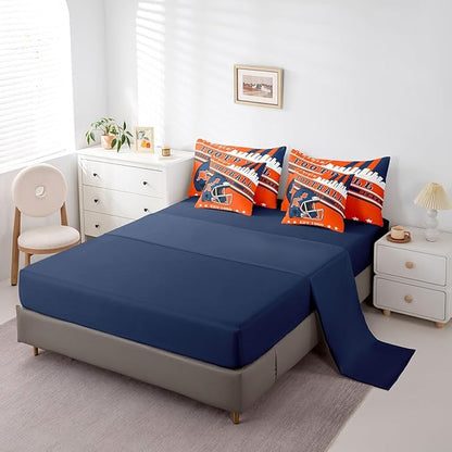 Erosebridal Cool Sports Helmet Comforter Set King, Football Bedding Kids Rugby Sports Decor Comforter + Flat Sheet + Fitted Sheet + 2 Pillowcases + 2 Throw Pillow Covers