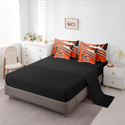 Erosebridal King Size Football Kids Comforter Set City Seasonal Color Gridiron Bedding, Rugby Sports Helmets Comforter + Flat Sheet + Fitted Sheet + 2 Pillowcases + 2 Throw Pillow Covers