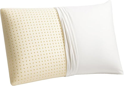 OrganicTextiles Talalay Latex Pillow with Organic Cotton Cover (King Size, Firm), GOTS Certified, Bed Pillow for Sleeping, Neck Pain Relief Help, Head Support, for Side Back Stomach Sleeper