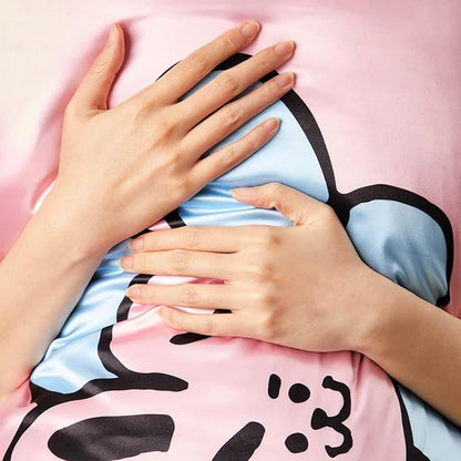 Kitsch x BT21 Satin Pillowcase with Zipper – Better Than Silk Pillowcase, Cooky Character & Funky Floral Print – Soft Cooling Toddler Bed Time Pillow Case for Hair & Skin – King Size 19x36