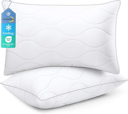 COZSINOOR Queen Size Bed Pillows Set of 2 - Cooling Down Alternative Pillows, Hotel-Quality Fluffy Microfiber Fill for Side, Back & Stomach Sleepers, Breathable & Skin-Friendly