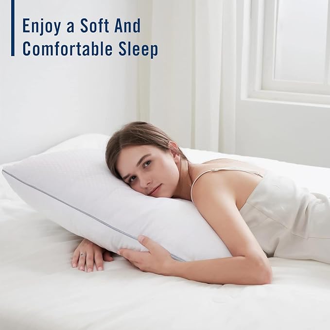 Bed Pillows for Sleeping 2 Pack, King Size Pillows Set of 2, Down Alternative Filling, Fluff by Patting Pillow for Back, Stomach or Side Sleepers Grey