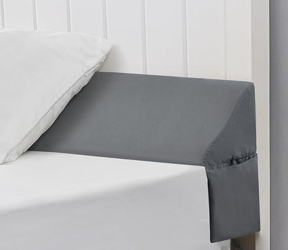 Vekkia Queen Bed Wedge Pillow/Headboard Pillow for Headboard Gap,Bed Gap Filler to Close Gap (0-3.5"),with Handy Pockets and Washable Cover- Grey