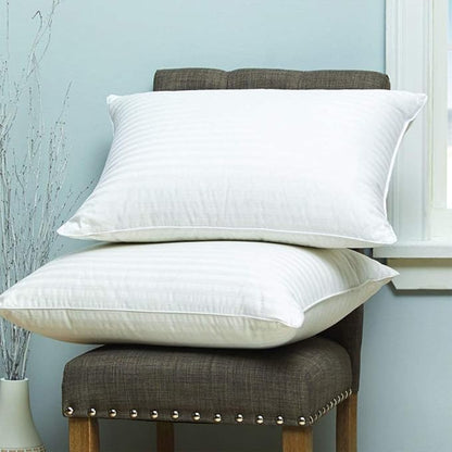 Cuddledown Dreamstead 600 Fill Power Pillow | European White Down | 100% Cotton Shell, Damask Stripe | Hypoallergenic | Handcrafted | Oeko-TEX & RDS Certified | 20" x 30" | Queen | Soft