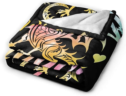 Dragon Blanket for Boys Girls, Cute Dragon Themed Design Printed Throw Blankets for Kids Lap, Chair, Warm Soft Cozy Blanket, 30"x 40"
