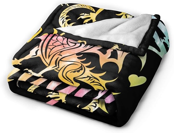 Dragon Blanket for Women Men, Cute Dragon Themed Design Printed Throw Blankets for Teens Adults Lap, Chair Sofa, Warm Soft Cozy Blanket, 50"x 60"