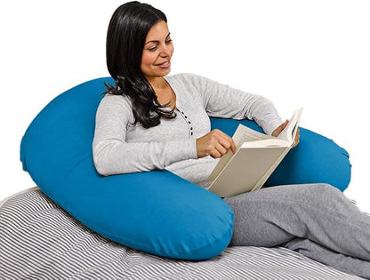 Yogibo Support U Shaped Reading Back Support Lounge Pillow with Arm Rests for Adults, Soft Micro-Bead Filling, Turquoise