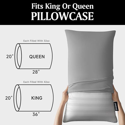 Beautyrest Luxury Goose Feathers Soft Pillows, 500 Thread Count Cotton Cover 20”x36”, King (Pack of 2), Supportive Fluffy Hotel Collection Bed Pillows for Side and Back Sleepers