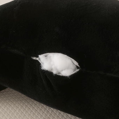 Reading Pillow for Sitting in Bed, Large Backrest Reading Pillow with Arm Rest,Back-Rest Support Cushion for Sit Up on Couch, Sofa, and Floor, Dorm Essentials (Black Faux Fur, Large(19"))