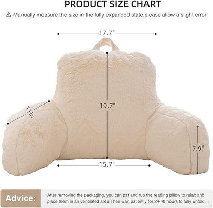 Aimuan Reading Pillow Bed Rest Wedge Large Adult Backrest Pillow with Arms Sitting in Bed Cushion Incline Rest Sleeping Pillow for Watching TV/Gaming/Relaxing, Ivory Large