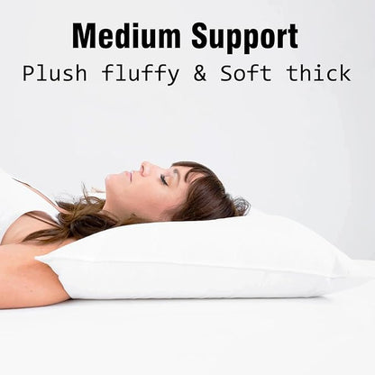 Bed Pillows Standard Size Set of 4 Medium Support Pillow for Stomach Side Back Sleeper Basic Soft Down Alternative White 20x26 inches