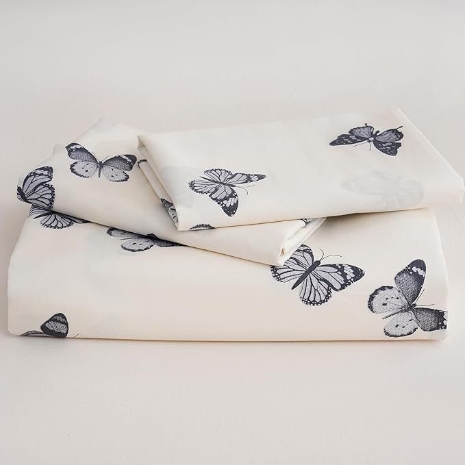 Butterfly Duvet Cover Set Queen Size 100% Cotton Duvet Cover 3 Pcs Cute Butterfly Printed Comforter Cover with Zipper Closure Soft and Lightweight Cotton Duvet Cover