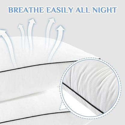 JOLLYVOGUE King Size Pillows Set of 2, Hotel Collection Bed Pillows for Side, Back, and Stomach Sleepers, Fluffy and Supportive, Down Alternative Microfiber Filled Pillows, 2 Pack