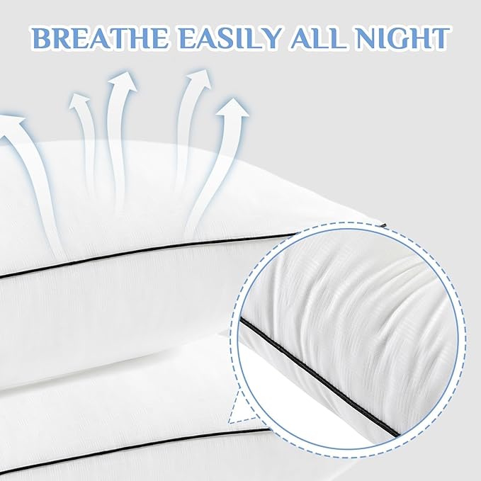 JOLLYVOGUE Standard Size Bed Pillow 1-Pack, Single Pillow for Sleeping, Breathable and Supportive with Down Alternative Fill, Hotel Collection Pillow for Side, Back, and Stomach Sleepers