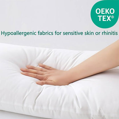 Flat Ultra Thin Bed Pillows King Size Pillow Set of 2 Extra Soft Down Alternative for Stomach Side Back Sleeper White 20x36inches