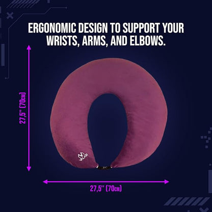 Legendary Gaming Pillow | Ergonomic Arm Rest Pillow for Long Gaming Sessions | Gaming Lap Pillow Provides Wrist & Elbow Support | Suede Gamer Pillow Comes with a Washable Cover, (Purple/Grey)