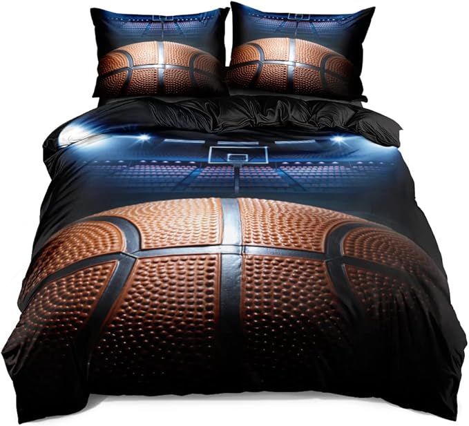 Basketball Bedding Set Twin Sport Duvet Cover Set for Boys Basketball Comforter Cover Sets for Bedroom Decor