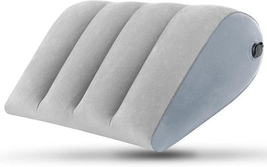 Portable Inflatable Wedge Pillow,Body Positioner for Sleep Support, Adjustable Travel Cushion - Lightweight Bed/Leg/Partner Support Pillow, Fast Inflation, Grey 1 Pack