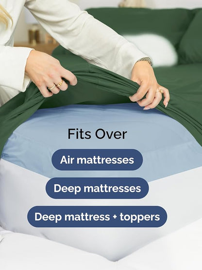Extra Deep Twin XL Sheet Set - 4 Piece Breathable & Cooling Sheets - Hotel Luxury Bed Sheets Set - Easy Fit - Soft, Wrinkle Free & Comfy Sheets Set - Emerald Green Sheet Set with Extra Deep Pockets