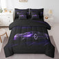 Feelyou Dull Purple Race Car 7 Piece Bedding Set Twin Size for Kids Boys Extreme Sport Games Comforter Set with Sheets Teens Toddler Fast and Furious Bed in a Bag Cool Modern Bed Set