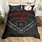 Castle Fairy Baseball Field Print Duvet Cover Set Twin Size,Boys Ball Sports Games Themed Comforter for Kids Boys Bedroom Gift,Red Bat Sporting Equipment Bedding with 1 Pillowcase, Polyester