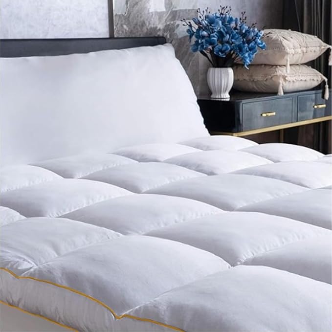 NUVOLETA King Mattress Topper, 100% Viscose derrived from Bamboo Cooling Mattress Bed Topper 400 TC Extra Thick Plush Topper with 21 inch Deep Pockets.