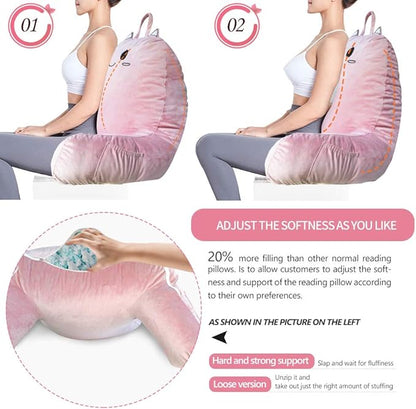 SUNSIDE Reading Pillow for Sitting in Bed, Cute Back Pillows for Adult, Shredded Memory Foam Bed Rest with Arms, Cat Design Bed Pillow, Relaxing, Watching TV, Gaming