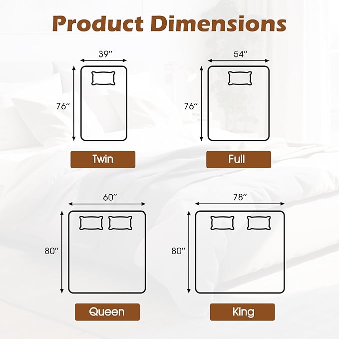 DORTALA Heated Mattress Pad Full, Dual Control Electric Mattress Pad Bed Warmer with 9 Heat Settings & 9H Auto Shut-Off, Overheat Protection, Fit Up to 10", Machine Washable, 76" x 54", White