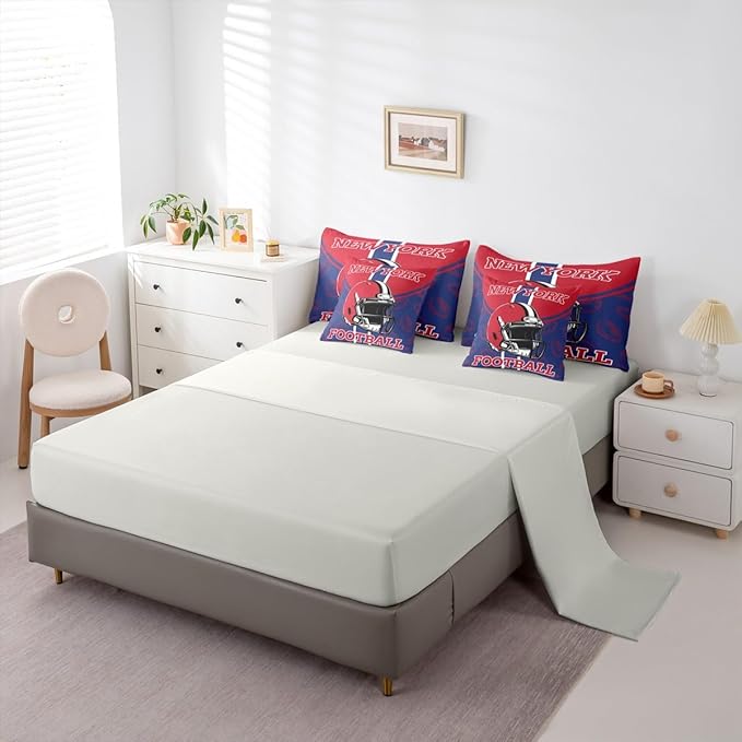 Feelyou Football Comforter Set with Sheets 7 Piece Twin Size Ball Games Bed in a Bag Kids Boys Girls Rugby Bedding Set City of Footballs Bedroom Decor Rugby Sports