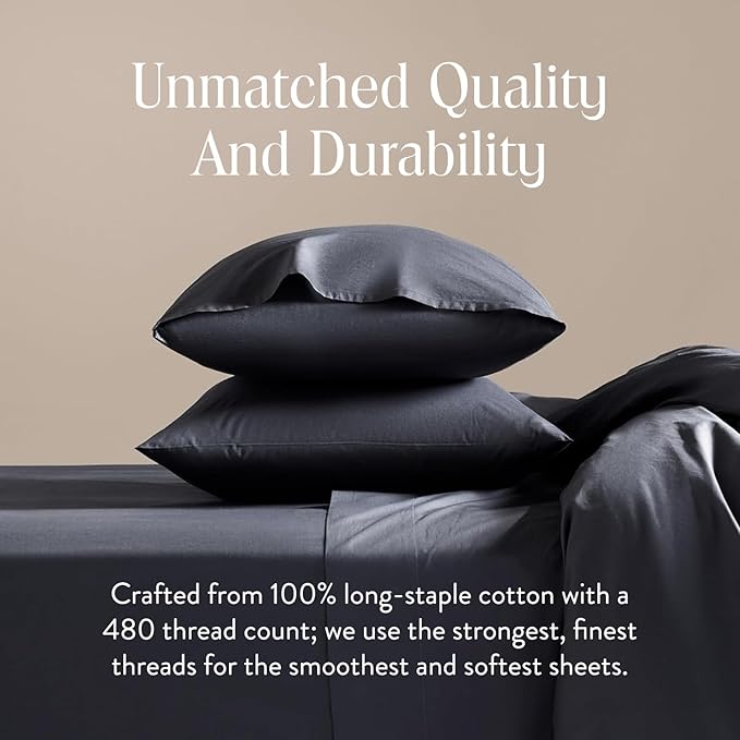 Brooklinen Luxury Sateen Duvet Cover Set - 100% Cotton, King/California King Size in Slate Grey - Includes 1 Duvet Cover and 2 King Pillowcases - Best King/Cali King Duvet Covers