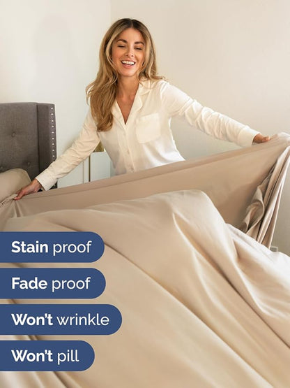 Extra Deep Full Sheet Set - 6 Piece Breathable and Cooling Sheets - Hotel Luxury Bed Sheets Set - Easy & Secure Fit - Soft, Wrinkle Free and Comfy Sheets Set - Cream Sheet Set with Extra Deep Pockets