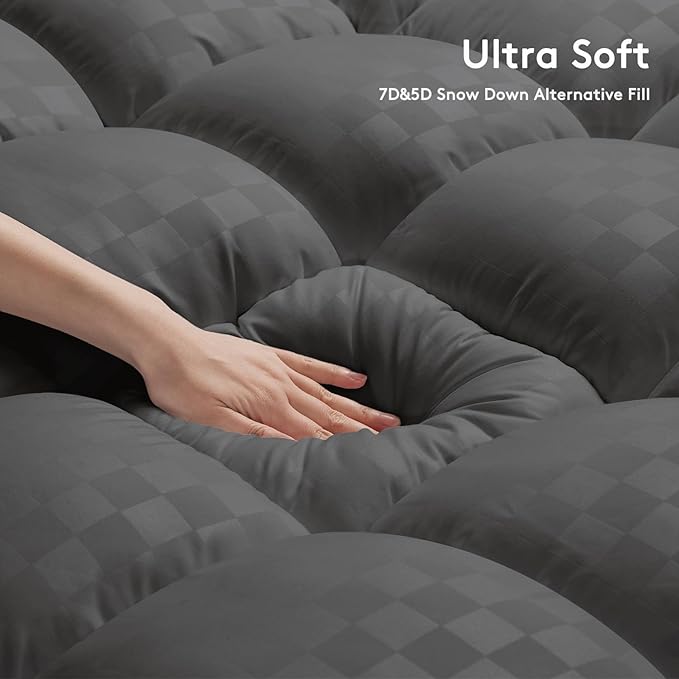 Mattress Topper Full,Extra Thick Mattress Pad Cover for Back Pain,Cooling Mattress Protector with 8-21 Inch Deep Pocket,Overfilled Down Alternative Filling,Grey