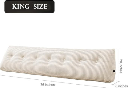 SLIGUY Large Headboard Pillow, Headboard Wedge Pillow Bed Rest Reading Pillow Bolster Triangular for Sitting in Bed-Backrest Positioning Support Long Pillow for Daybed (King:76x8x20 Inches,Beige)