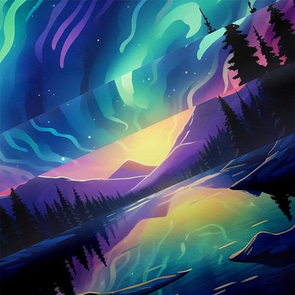 Aurora Duvet Cover Set Full Colorful Aurora Printed Astronomical Nature Landscape Soft Bedding Comforter Cover and 2 Pillow Shams for Boys Girls Kids Teens