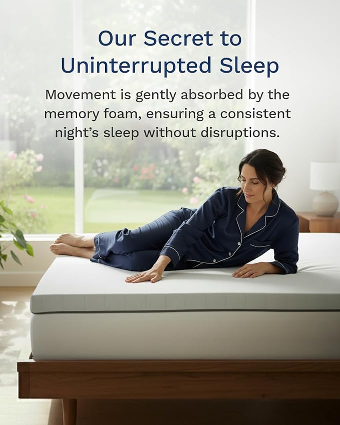 ViscoSoft Dusk 3-Inch Memory Foam Mattress Topper - Short Queen Mattress Topper, Washable Cover, Cooling & Back Pain Relief, CertiPUR-US Performance Tested and Certified Foam