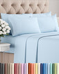 Full 6 Piece Sheet Set - Comfy Breathable & Cooling - Ultra Soft Hotel Luxury Bedding Set w/ 8-16 Inch Deep Pockets - 1 Flat & 1 Fitted Sheet & 4 Pillowcases - Wrinkle Free and Easy Care - Sky Blue