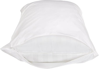 Amazon Basics King Pillow Pillowcase with Zipper, 100% Cotton Hypoallergenic, Pillow Protector, White (37 x 21 Inches), Pillows Not Included
