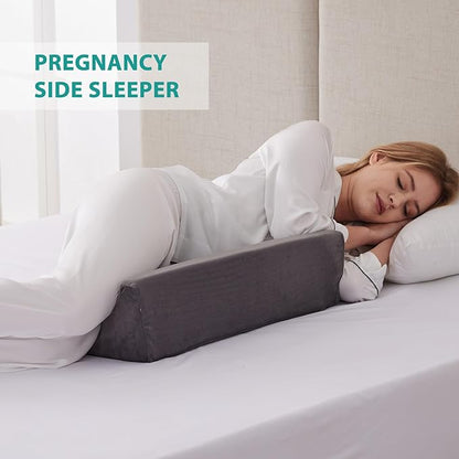 Bedluxe Wedge Pillow for Side Sleeping, Comfort Foam Back Pillow for Side Sleeper, Bed Wedges & Body Positioners for After Surgery, Pregnancy Support, Back Pain, Preventing Bedsores, Short Plush