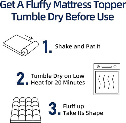 Mattress Topper Twin XL for Back Pain, Extra Thick Mattress Pad Cover, Plush Pillow Top, Deep Elastic Pocket, Navy