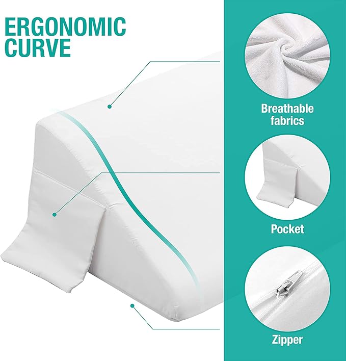 Vekkia Cal King Size Bed Wedge Pillow Gap Filler/Headboard Pillow/Mattress Wedge to Fill Gap (0-6") Between Headboard and Mattress (White 72"x10"x6")