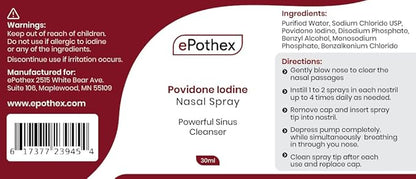 1% Povidone Iodine Nasal Spray - Powerful Nasal Cleanser & Sinus Protection - Reduce Exposure to Airborne Contaminants - Travel Friendly - 30ml