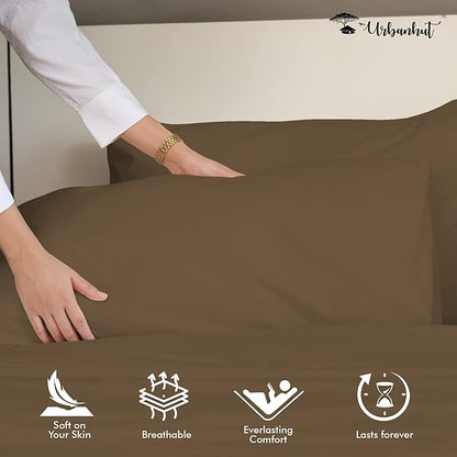 URBANHUT 1000 Thread Count Twin Size Egyptian Cotton Sheets, Long Staple Soft & Breathable, 3 Pc Bed Sheet Sets, Luxury Hotel Sateen Sheets Fits 16" Deep Pocket - Taupe