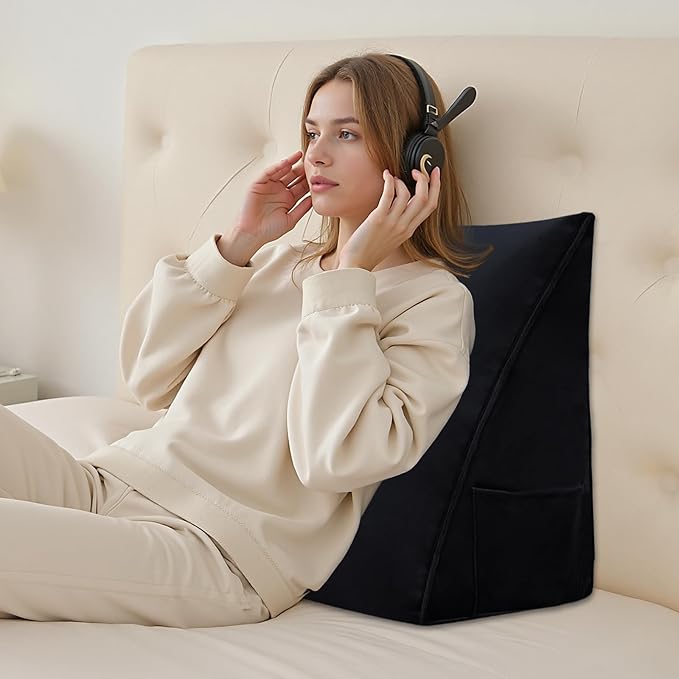 Wedge Pillow Headboard Reading Pillow Triangular Backrest Support Pillow for Sitting in Bed Positioning Support Pillow for Sofa Daybed Removable Cover